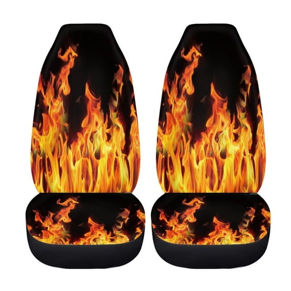 Uourmeti Orange Fire Flame Print Car Seat Covers Front Seats Only Universal Bucket Seat Protector for Women Men Breathable Cushion Covers for Trucks Suv Vans Interior Decor