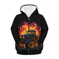 thumbnail image 1 of Uourmeti Orange Flame Tractor Boys Casual Zip Up Jacket Hooded Long Sleeve with Pockets Lightweight Sporty Top Kids Size 8-10, 1 of 7