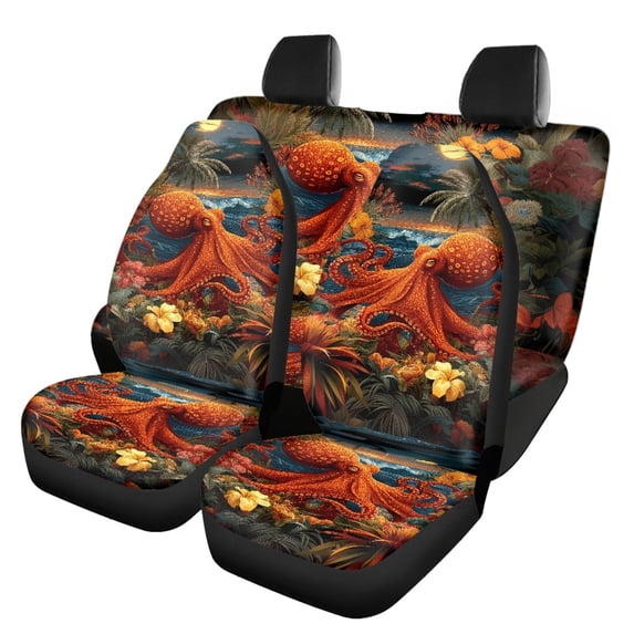 Uourmeti Orange Octopus Tropical Print Car Seat Covers Breathable Automotive Seat Cover, Lightweight Compatible with Cars Trucks