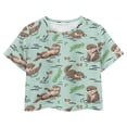thumbnail image 1 of Uourmeti Otter Athletic Short Sleeve T-Shirt Kids Summer Cute Short Crew Neck Pullover Casual Soft Crop Top for Girls 5-14Y, 1 of 6