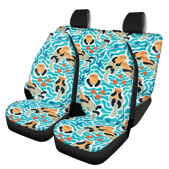 Uourmeti Otter Sea Life Pattern Car Seat Cushion 3 Pack Automotive Vehicle Cushion Breathable Auto Decor Suitable for Cars Trucks