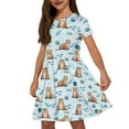 thumbnail image 1 of Uourmeti Otter Summer Dresses for Girls 9-10Y Cute Short Sleeve Swing Dress Animal Print Soft Crew Neck Knee Length A-Line Dresses with Pockets, 1 of 6