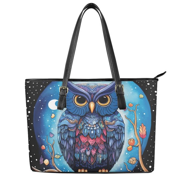 Uourmeti Owl Handbag, Leather Tote Bag for Everyday, Casual Practicality Saddle Handbag