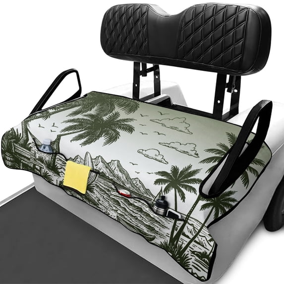 Uourmeti Palm Island Scene Golf Cart Seat Easy to Install, Universal Golf Cart Seat Covers Fit for EZGO