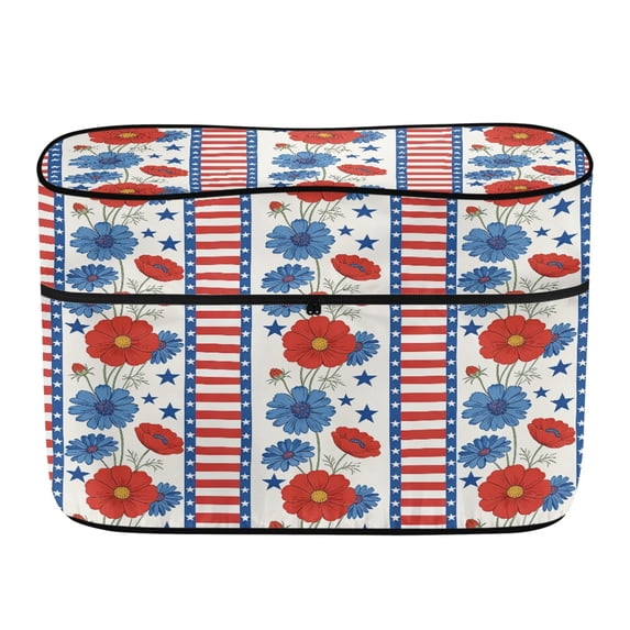 Uourmeti Patriotic Floral & Stars Stripes Pattern RV Dual Propane Tank Cover with Waterproof Protection RV Dual Propane Cylinder Cover for Travel, Polyester RV Propane Tank Cover