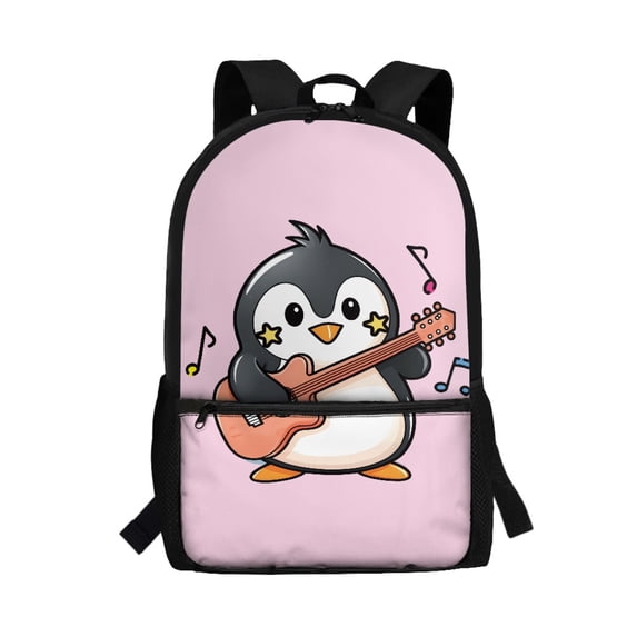 Uourmeti Penguin Guitar Wear Resistant Backpack for Work Travel, Soft Large Capacity School Backpack Durable Student Bookbag