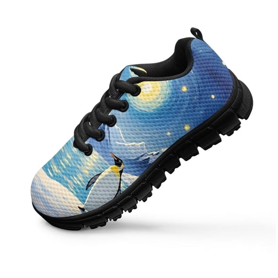 Uourmeti Penguin Running Shoes Size 10.5 Little Kids Slip on Sneakers Boys Girls Cute School Shoes Comfort lace up Sport Athletic Gym Trainer
