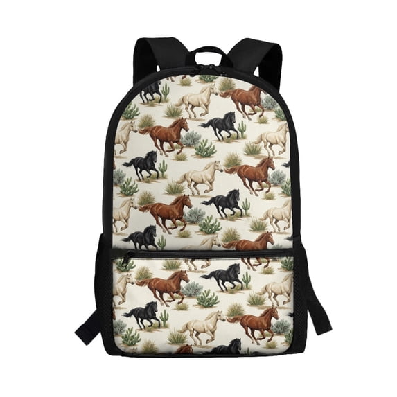 Uourmeti Personalized 17 Inch Backpack for Travel School, Smooth Zippers Soft Touch Large Capacity Daypack, US Wild Horse