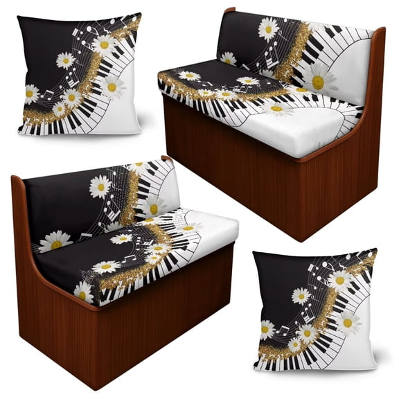 Uourmeti Piano Daisy Music Note RV Dinette Cushion Covers Camper Cushion Covers Dinette Booth Set RV Couch Covers for Sofa Bed Pillowcase 2 Cushion RV Seat Covers Dinette Cushions Replacement