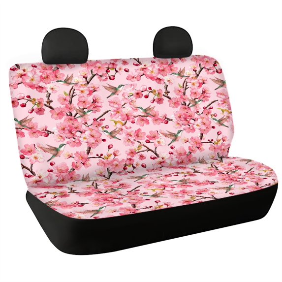 Uourmeti Pink Cherry Blossom Hummingbird Scratch Proof Universal Car Seat Cover Cushions for Car Interior SUV Accessories, Non-Slip Car Rear Seat Covers Decorative Full Cover Seat Protectors
