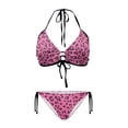 thumbnail image 1 of Uourmeti Pink Leopard Print Halter Neck Two-Piece Bikini - Sexy Tie Side Triangle Swimsuit for Beach Vacation & Pool Party - Figure Hugging Quick Dry Swimwear, 1 of 9