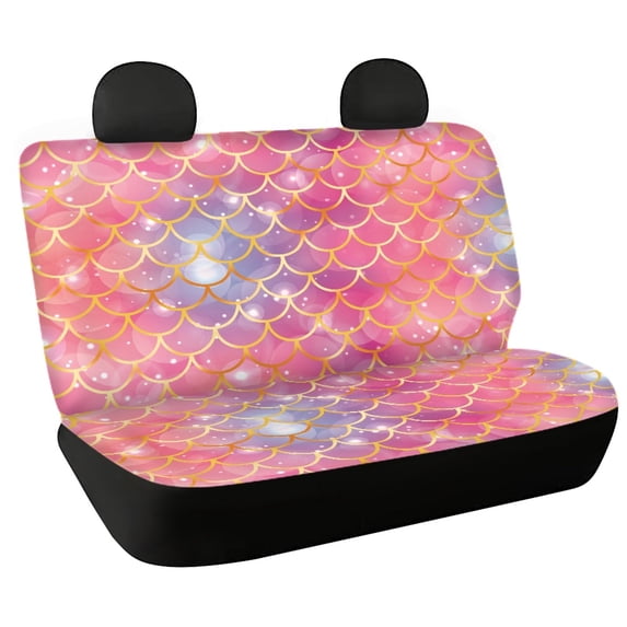 Uourmeti Pink Mermaid Scales Car Back Seat Covers, Set of 2 Pieces Stretch Waterproof Seat Covers for Pet and Daily Car Interior Use