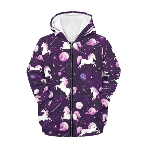Uourmeti Planets Stars Space Horse Teen Girls Casual Hoodie Long Sleeve Soft with Pockets Loose Comfy Pullover for Daily Wear Size 10-12