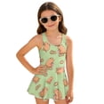 thumbnail image 1 of Uourmeti Playful Cartoon Capybara & Cookie Skirted One Piece Swimsuit - Soft Stretchy Quick Dry Swim Dress for Girls, Perfect for Beach & Pool, 1 of 8