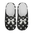 thumbnail image 1 of Uourmeti Polka Dot Bow Tie Retro Women's Slippers Cotton Plush Fuzzy Cozy Non-Slip Rubber Sole Comfy Indoor Outdoor House Shoes, 1 of 7