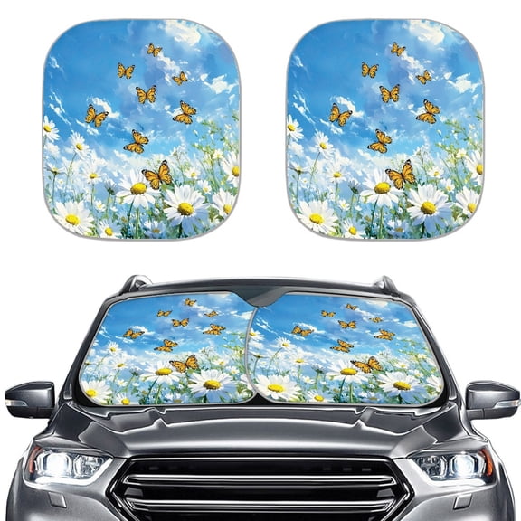 Uourmeti Polyester Car Front Window Sunshade for Van UV Protection Universal Windshield Sun Shade Butterfly