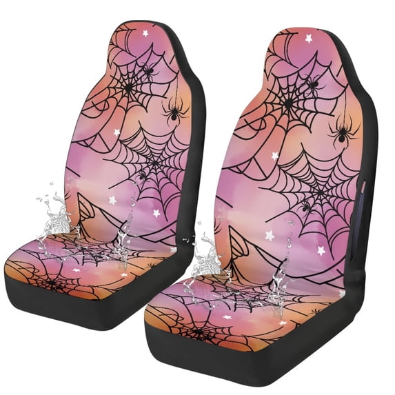 Uourmeti Polyester Fabric Auto Seat Protectors for Interior Accessories, Washable Protective Front Seat Cover Protector, Pink Spiderweb
