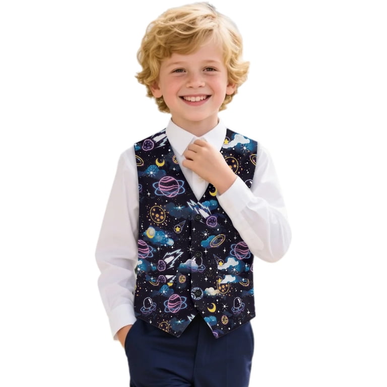dress shirt with vest no tie M -black pants we own, grey vest to match the guys