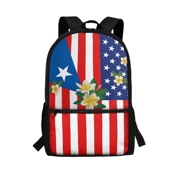 Uourmeti Polyester School Backpack Daypack With Flag Floral Design - Spacious Bag for Student Daily Use and Travel