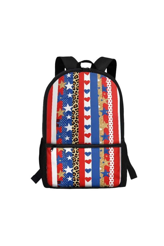 Polyester School Backpack Daypack With Stars Hearts Pattern - Large Capacity Bag for Students and Daily Travel