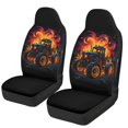 thumbnail image 1 of Uourmeti Protective Car Seat Covers for Automotive, Polyester Fabric Elastic Auto Front Seat Covers, Fiery Tractor Pattern, 1 of 7