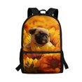thumbnail image 1 of Uourmeti Pug Sunflower Design Backpack, Roomy Storage Bookbag 17 Inch Non Fade Student Bookbag for Work School, 1 of 6