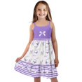 thumbnail image 1 of Uourmeti Purple Bow Print Girls Sleeveless Dresses Butterfly Swing Tank Shift Dress for Summer Spring 3-14T Kids Beach Sundress Midi Tiered Dresses, 1 of 6