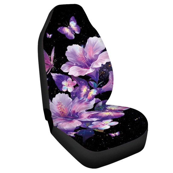 Uourmeti Purple Floral Butterflies Auto Seat Cover Firmly Stitched Car Seat Cover Anti-Fade Durable 1 Piece Compatible with Cars Truck