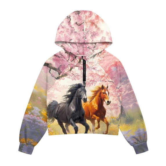 Uourmeti Quarter Zip Up Sweatshirt for Girls with Pocket Lightweight Athletic Wear Soft Loose Top for School Gym Daily Use Size 11-12