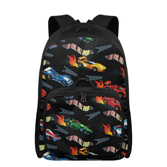 Uourmeti Race Car 17 Inch Boys School Backpack with Lunch Bag for Boy Ages 6-8 Lightweight Backpack Accessories for Boys with Adjustable Shoulder Straps