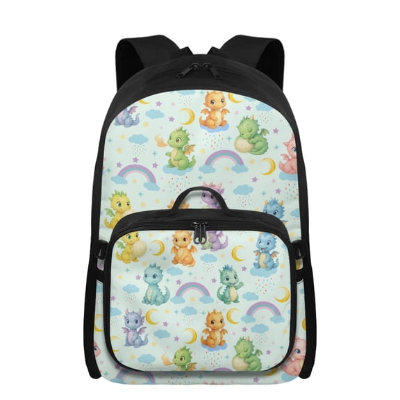 Uourmeti Rainbow Dinosaur 17 Inch Boys School Backpack with Lunch Bag for Boy Ages 6-8 Lightweight Backpack Accessories for Boys with Adjustable Shoulder Straps