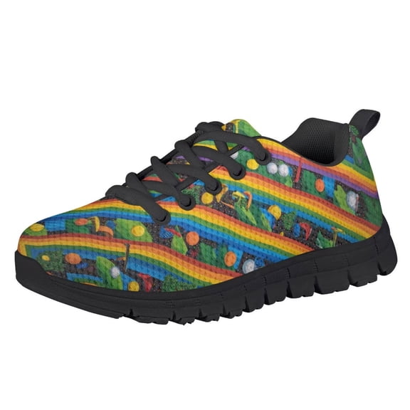 Uourmeti Rainbow Golf Ball Shoes for Boys Size 11.5 Little Kid Golf Athletic Shoes Fashion Sneakers Lace up Tennis Running Shoe School Grade Sneaker