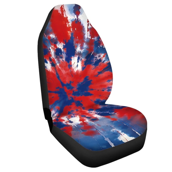 Uourmeti Red Blue Tie Dye Print Front Car Seat Cover 1 Piece, Seat Covers for Cars Polyester Easy Install Anti Aging for Trucks Automobile Van