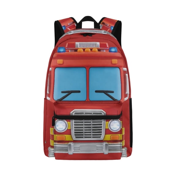 Uourmeti Red Fire Truck Pattern Fashion Rucksack for Hiking Daypack, Personalized Logo Adjustable Straps Daily Outdoor Universal Daypack