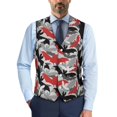 thumbnail image 1 of Uourmeti Red Gray Camo Dress Vest for Corporate Business, Slim Fit Dress Waistcoat Vests Lightweight Woven Fabric Tuxedo Vests, 1 of 7