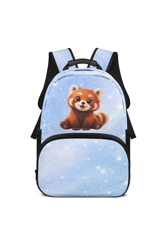 Red Panda Design Durable School Backpack for Travel Work, Front Zipper Adjustable Shoulder Straps Polyester Travel Backpacks