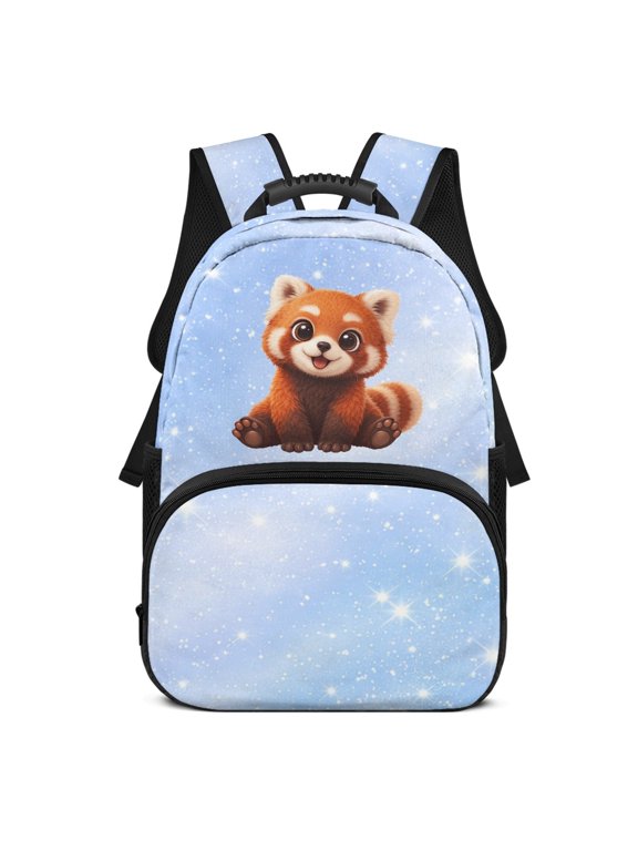 Red Panda Design Durable School Backpack for Travel Work, Front Zipper Adjustable Shoulder Straps Polyester Travel Backpacks