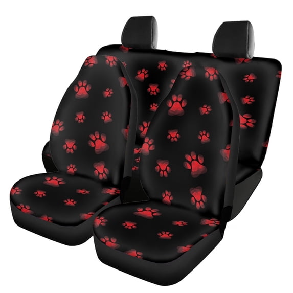 Uourmeti Red Paw Print Pattern Automotive Vehicle Cushion Stretchy Car Seat Covers, Easy to Install Compatible with most Cars Truck