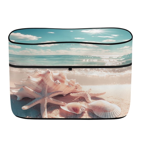 Uourmeti Rv Dual Propane Tank Cover with Seascape Starfish Print, Polyester Fabric Cover for Travel Outdoor Camping, All Weather Protection with Zipper