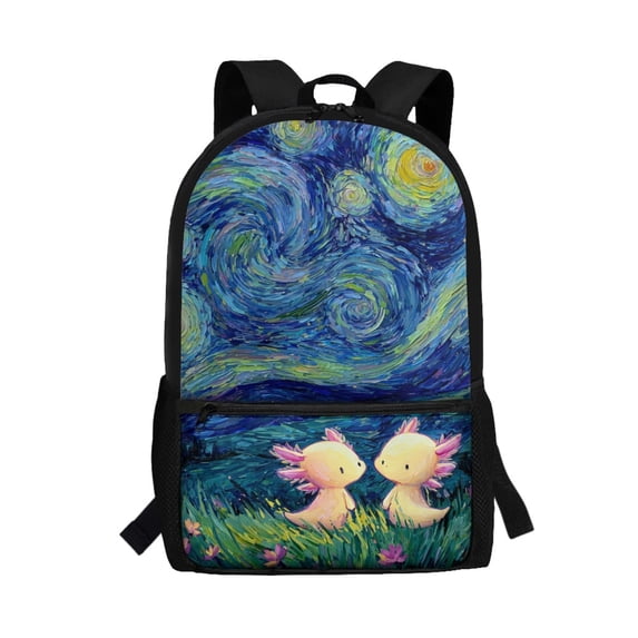 Uourmeti Salamander Starry Sky Pattern Backpack for Students, 17 Inch Smooth Zipper Trendy School Backpack for Tourism Work