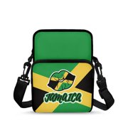 Uourmeti Satchel Purse Jamaica Flag Lip Print Lightweight Crossbody Bag for Shop, Polyester Zipper Shoulder Bags