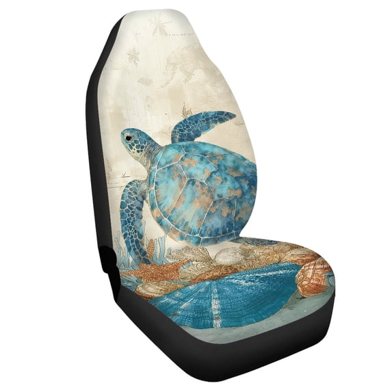 Uourmeti Sea Turtle and Marine Life Car Seat Cover Stylish Front Car Seat Cover Personalized Breathable 1 Piece Compatible with Auto Truck