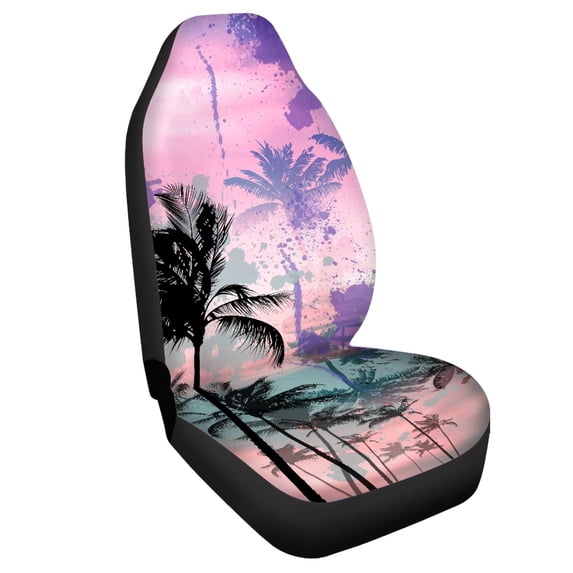 Uourmeti Seat Covers for Cars Durable Front Car Seat Cover Polyester Long Lasting, Suitable for Automobile Sedan, Palm Tree Silhouette