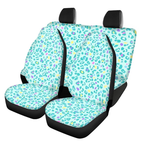 Uourmeti Seat Protectors Full Set Interior Decor Car Seat Covers Polyester Breathable Easy to Install, Fit for most Cars Truck Sedans, Colorful Leopard