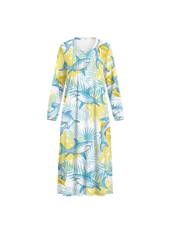 Shark Mumu Dress, Breathable House Dress Warm Elastane Polyester Blend Sleepshirt for Pajama Party