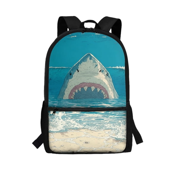 Uourmeti Shark Pattern Student Bookbag, Personalized School Bag 17 Inchs Lightweight Polyester Backpack for Travel Shopping