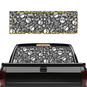 Uourmeti Skull Floral Butterfly Pattern Truck Rear Window Decal 66.9 x 22.4 Inch Pickup Car Window Stickers for Most Pickup Models, Vinyl Anti-UV Perforated Car Window Stickers