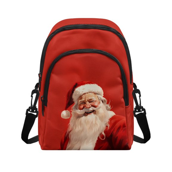 Uourmeti Smiling Santa Claus Art Crossbody Bag for Women, Lightweight Small Crossbody Wallet with Adjustable Strap for Travel Traveling
