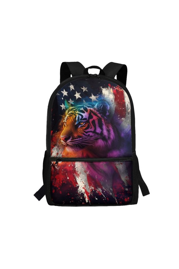 Smooth Zipper Backpack for Outdoor Work, 17 Inch Large Capacity School Backpack, Tiger Pattern