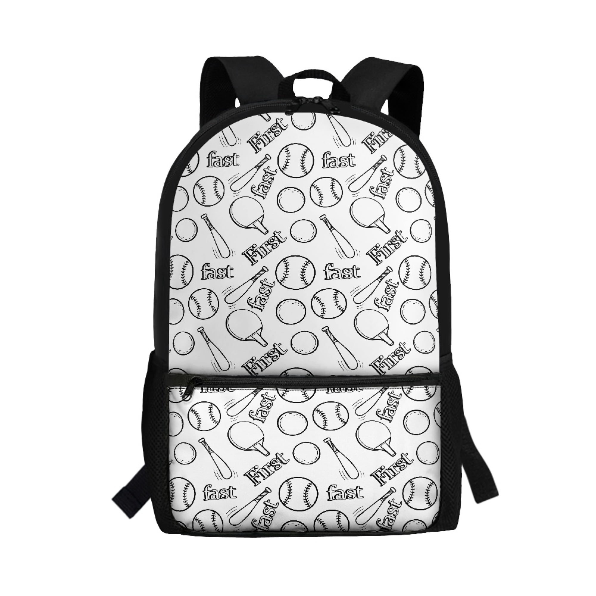 Uourmeti Smooth Zippers 17 Inch Daypack for Work Travel, Large Practical Space Large Capacity Front Pocket Backpack, Baseball Pattern